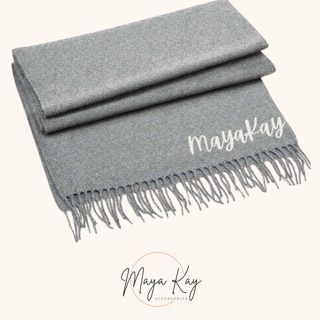 TASSEL SCARF IN GREY