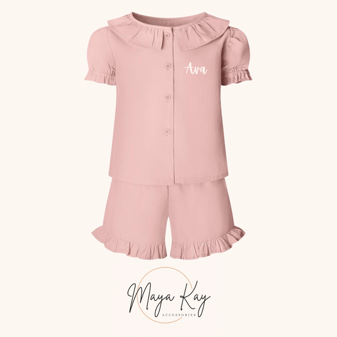 FRILL TOP AND SHORT SET IN BLUSH