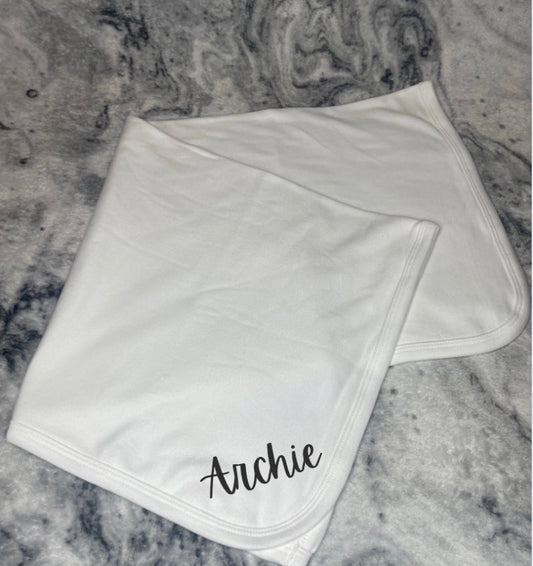 Personalised White Baby Blanket