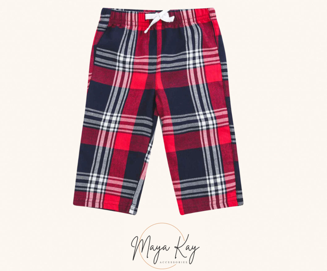 TODDLER RED/NAVY TARTAN PJ TROUSERS