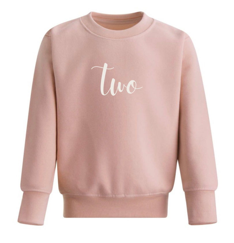 Personalised Children’s Age/Name Jumper in ‘Dusky Pink’