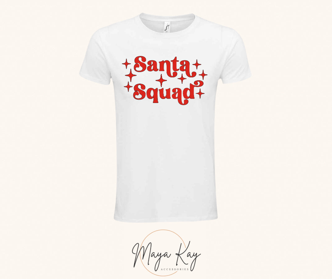 ADULT ‘SANTA SQUAD’ PJ T-SHIRT IN WHITE