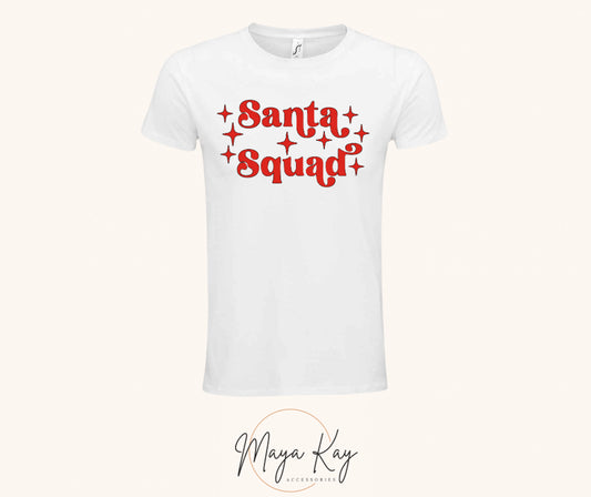 KIDS ‘SANTA SQUAD’ PJ T-SHIRT IN WHITE