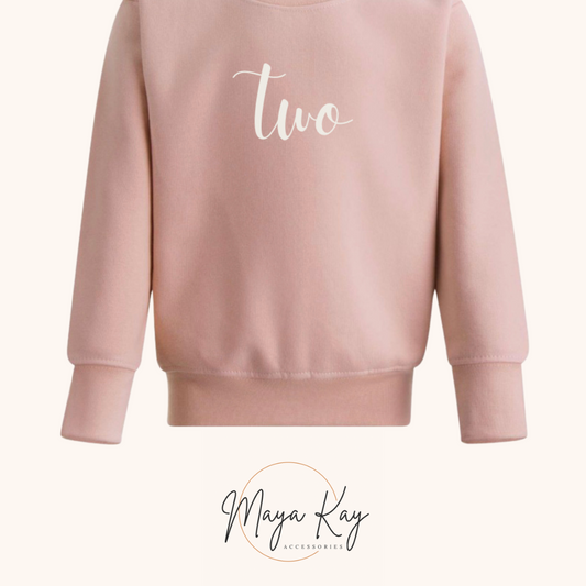 Personalised Children’s Age/Name Jumper in ‘Dusky Pink’