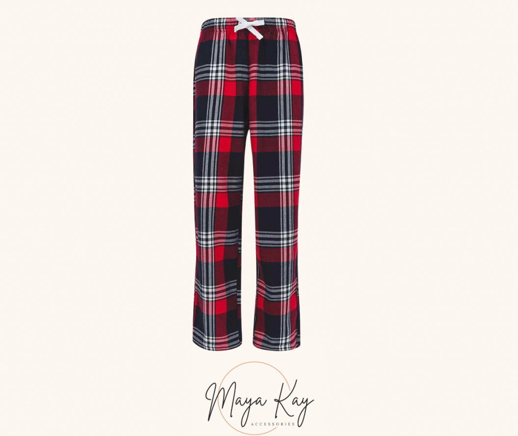 KIDS RED/NAVY TARTAN PJ TROUSERS