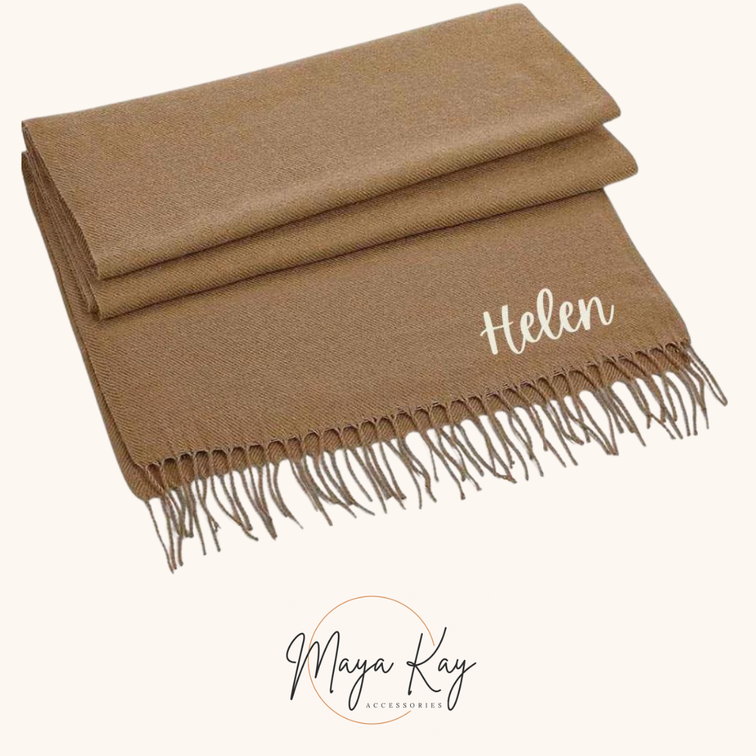 TASSEL SCARF IN TAN