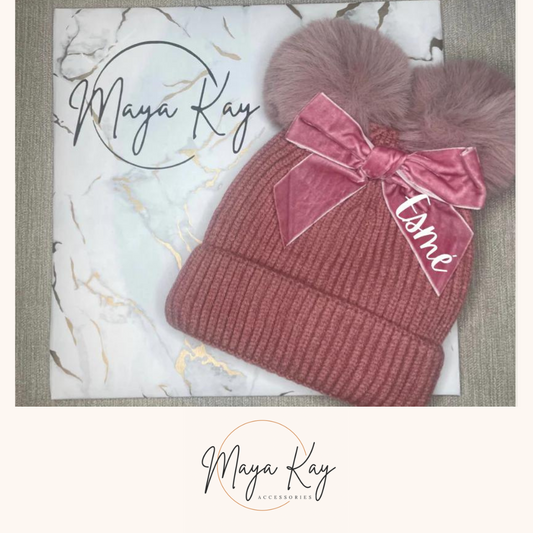 POM POM BOW HAT (Pink)