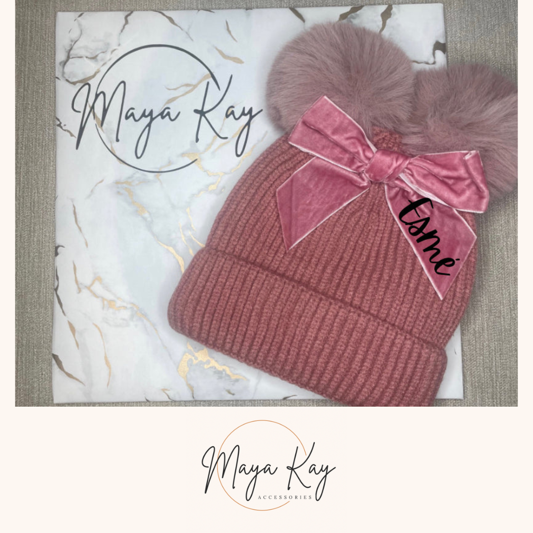 POM POM BOW HAT (Pink)