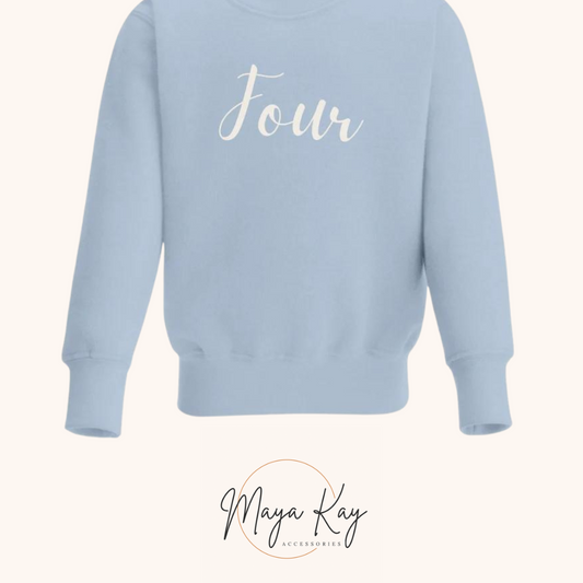 Personalised Children’s Age/Name Jumper in ‘Baby Blue’