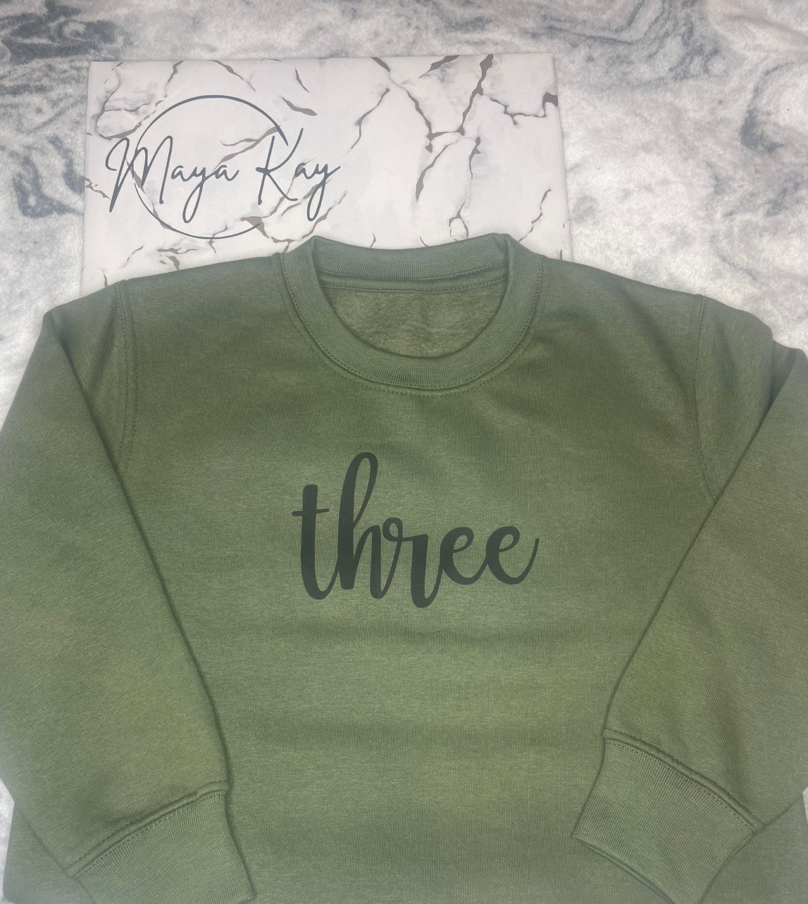 Personalised Children’s Age/Name Jumper in ‘Khaki’