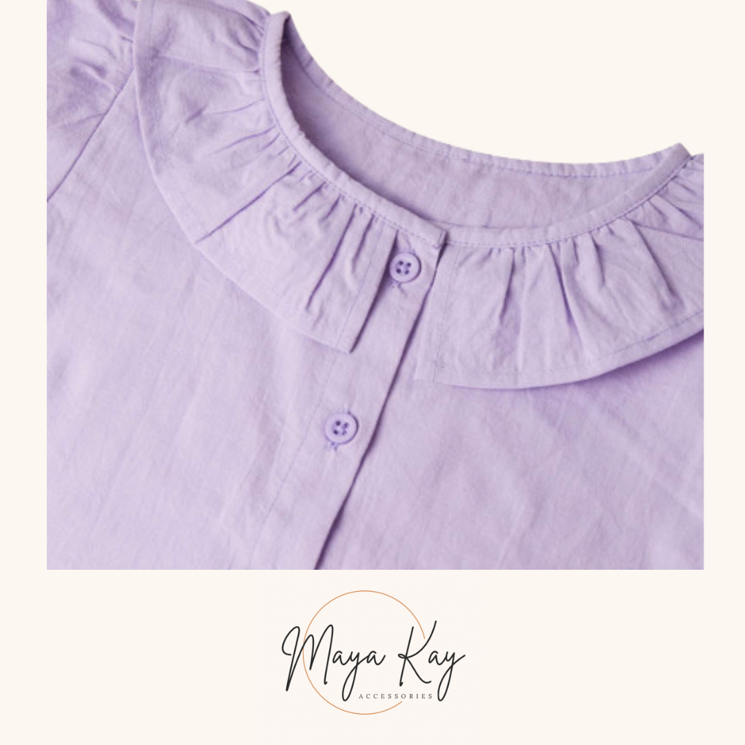 FRILL TOP AND SHORT SET IN PASTEL PURPLE