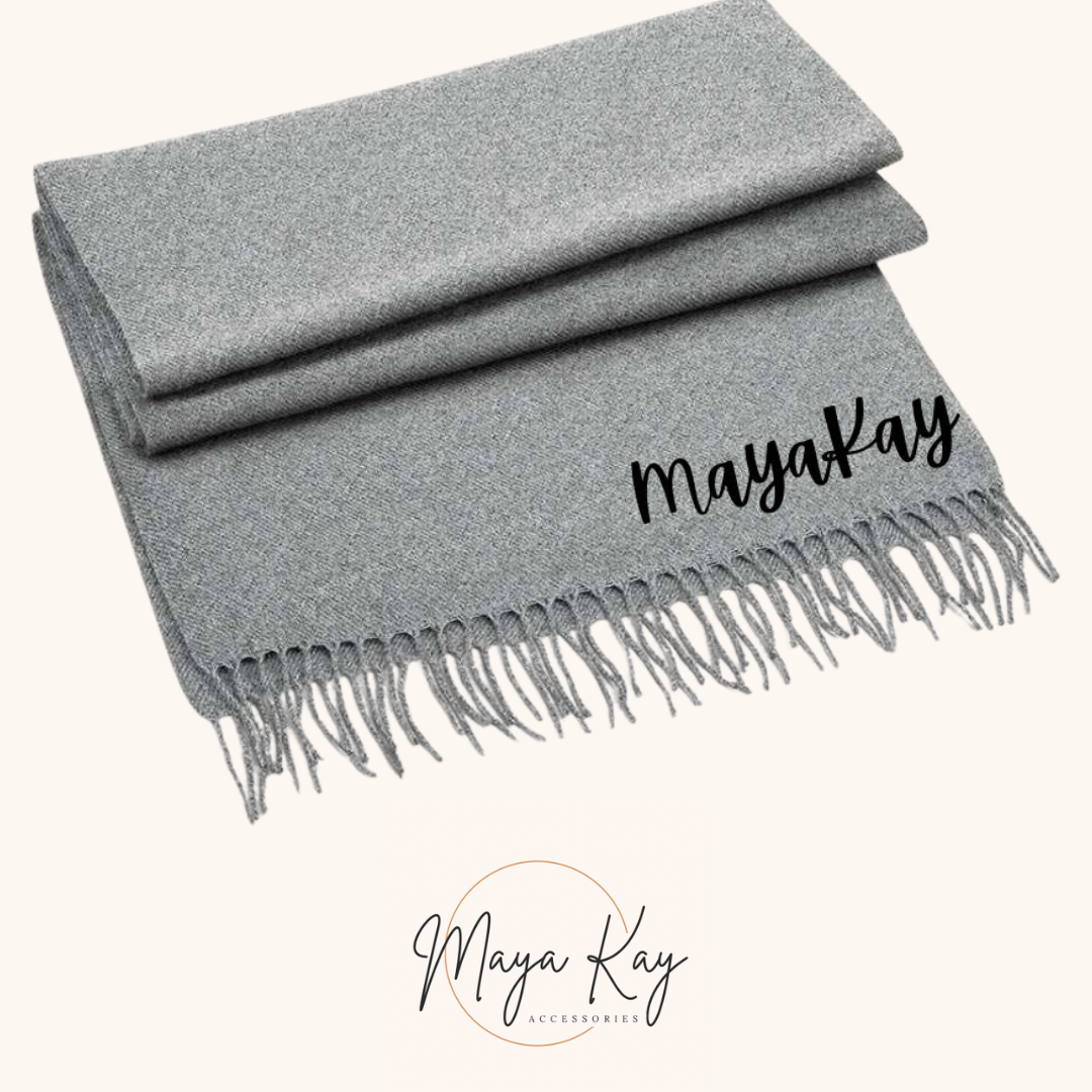 TASSEL SCARF IN GREY