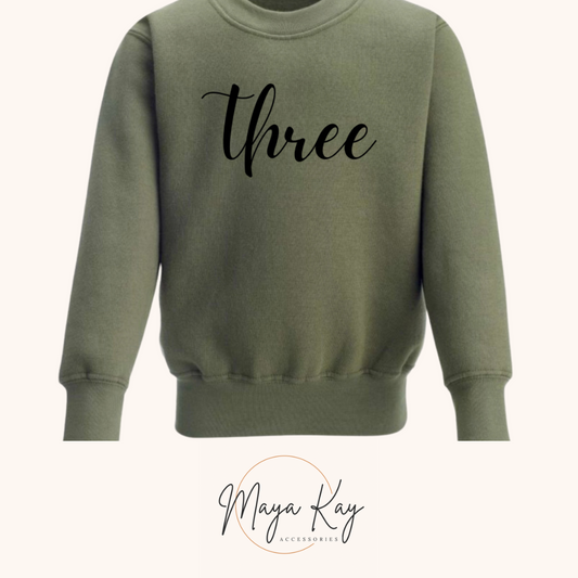 Personalised Children’s Age/Name Jumper in ‘Khaki’